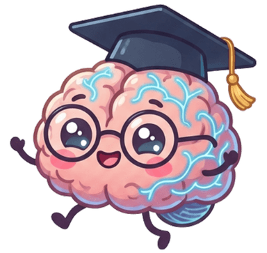Remindio Mascot - A cute brain with glasses and graduation cap